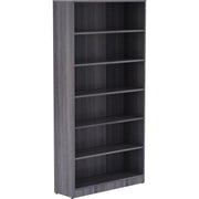 Lorell Laminate Bookcase - 6 Shelf(ves) - 72" Height x 36" Width x 12" Depth - Sturdy, Adjustable Shelf, Square Corner, Adjustable Feet - Weathered Charcoal - Thermally Fused Laminate - 1 Each