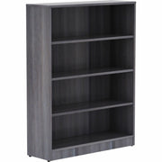 Lorell Laminate Bookcase - 4 Shelf(ves) - 48" Height x 36" Width x 12" Depth - Sturdy, Adjustable Shelf, Square Corner, Adjustable Feet - Weathered Charcoal - Thermally Fused Laminate - 1 Each
