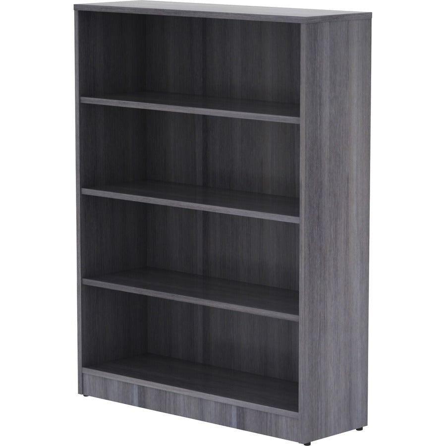 Lorell Laminate Bookcase - 4 Shelf(ves) - 48" Height x 36" Width x 12" Depth - Sturdy, Adjustable Shelf, Square Corner, Adjustable Feet - Weathered Charcoal - Thermally Fused Laminate - 1 Each