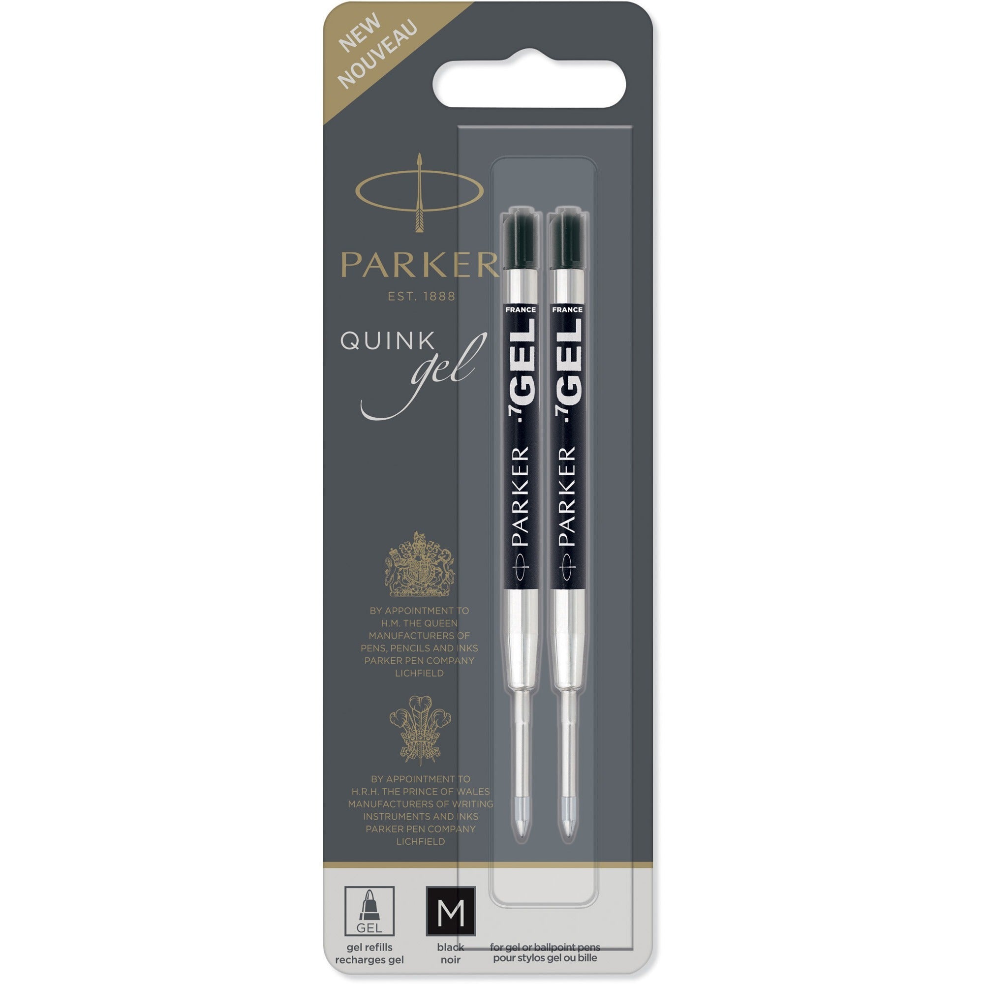 Parker Ballpoint Gel Pen Refill - Medium Point - Black Ink - Smooth Writing - 1 Pack