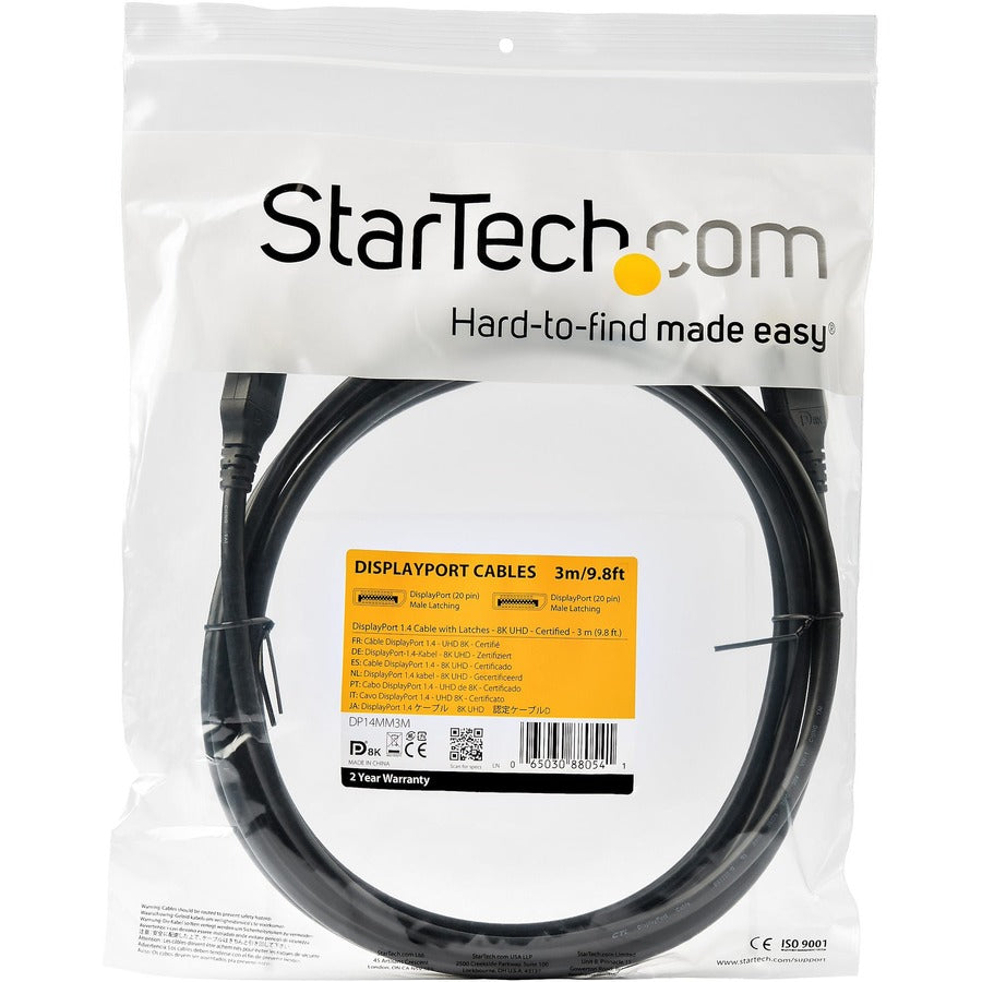 StarTech.com 9.8 ft. (3 m) DisplayPort 1.4 Cable - VESA Certified