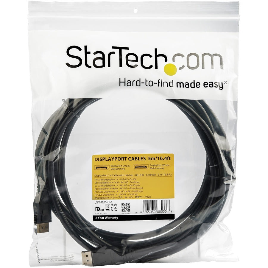 StarTech.com 16.4 ft. (5 m) DisplayPort 1.4 Cable - VESA Certified