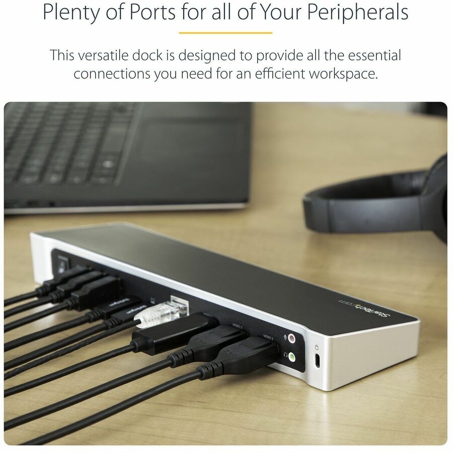StarTech.com Triple-Monitor 4K USB-C Dock with 5x USB 3.0 Ports - 100W PD