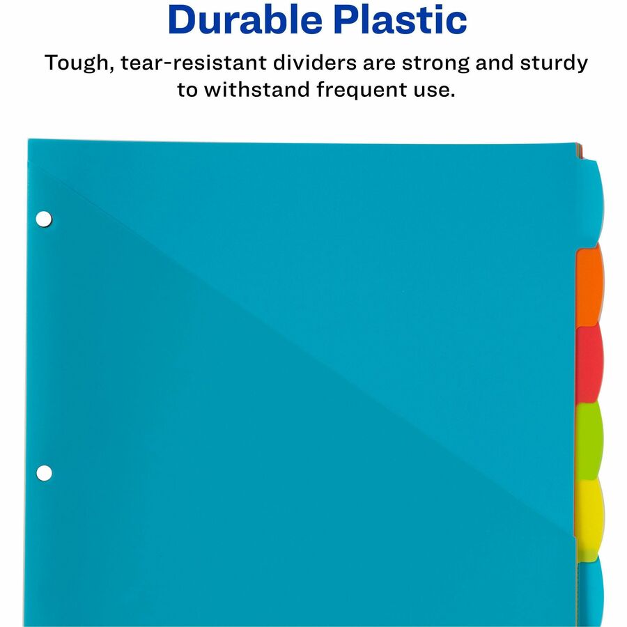 Avery Write & Erase Durable Plastic Dividers with Pocket, 8 Multicolor Plastic Dividers with 8 Write-on Tabs, 3-Hole Punched, 1 Set
