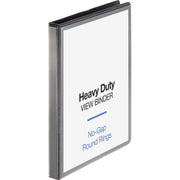 Business Source Heavy-duty View Binder, 1/2" Capacity, Letter Size, 125 Sheet Capacity, 2 Internal Pockets, Round Ring, Black, 1 Each