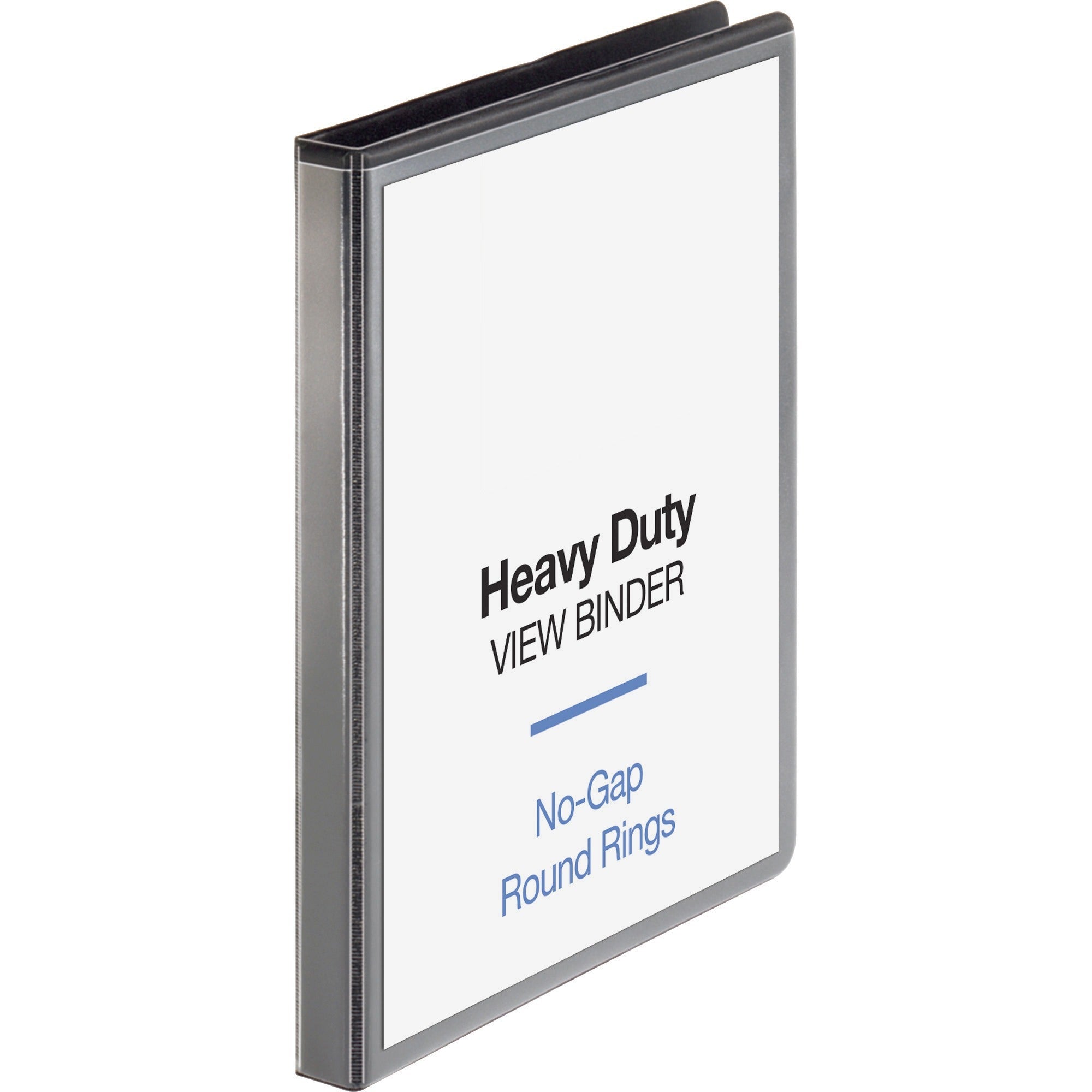 Business Source Heavy-duty View Binder, 1/2" Capacity, Letter Size, 125 Sheet Capacity, 2 Internal Pockets, Round Ring, Black, 1 Each