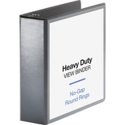 Business Source Heavy-duty View Binder, 3" Capacity, Letter Size (8.5" x 11"), 625 Sheet Capacity, 2 Internal Pockets, Round Ring, Black, 1 Each