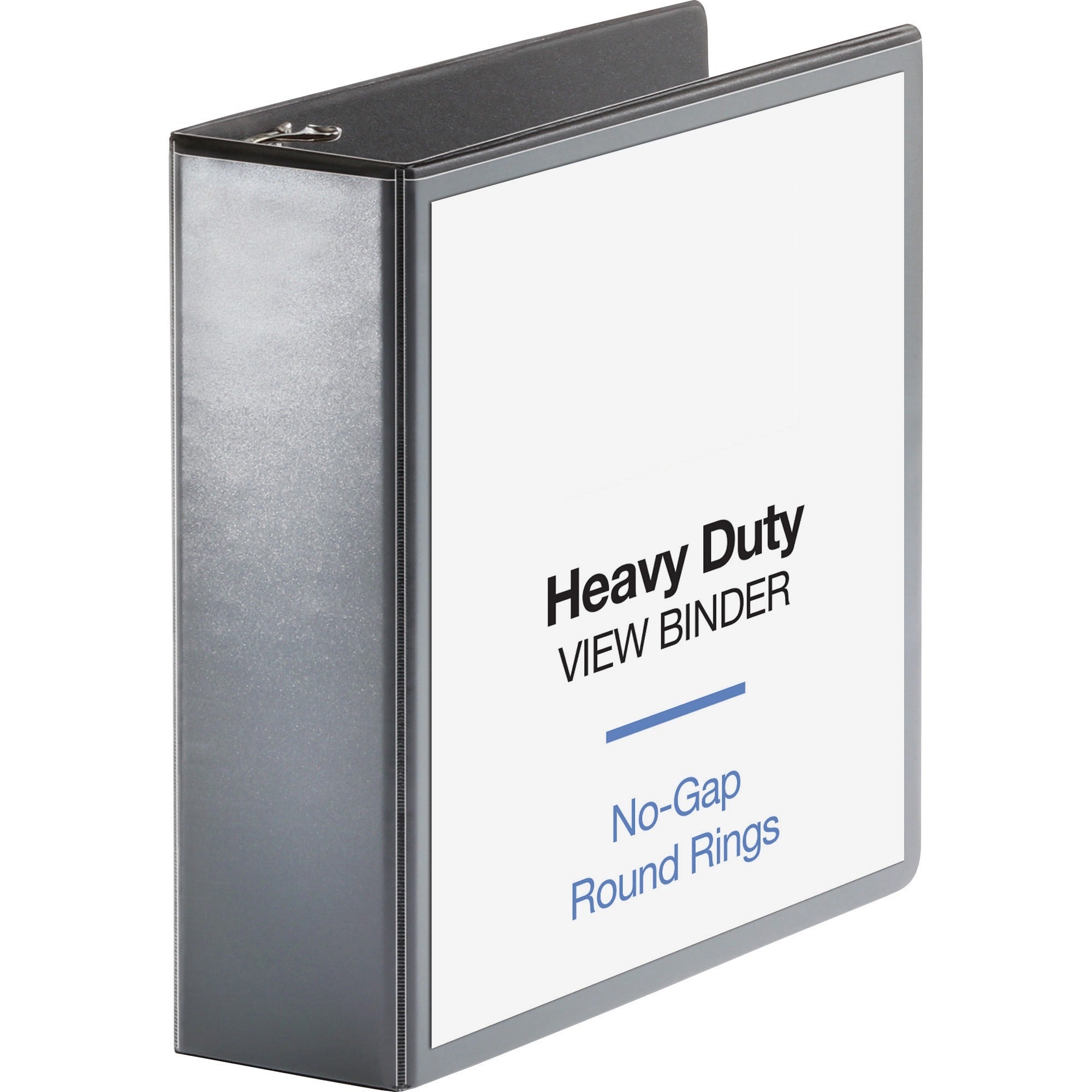 Business Source Heavy-duty View Binder, 3" Capacity, Letter Size (8.5" x 11"), 625 Sheet Capacity, 2 Internal Pockets, Round Ring, Black, 1 Each