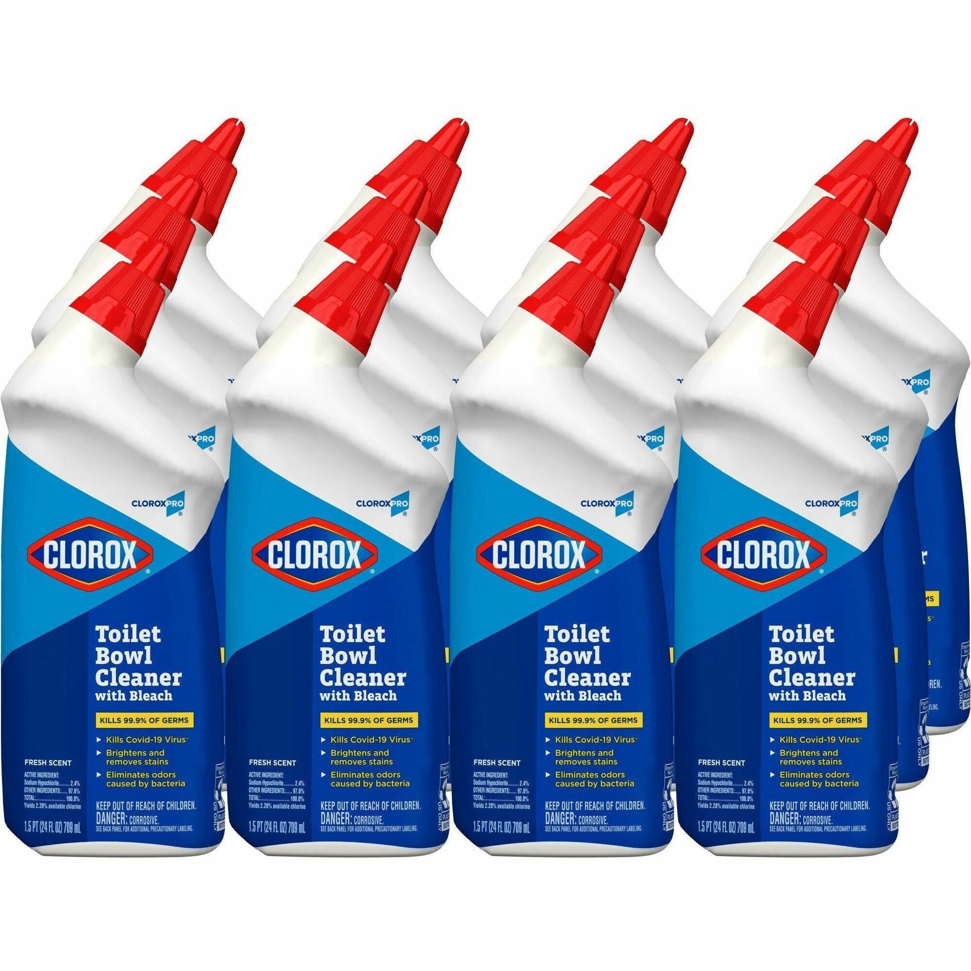 CloroxPro™ Toilet Bowl Cleaner with Bleach - 24 fl oz (0.8 quart) - Fresh Scent - Disinfectant, Deodorize - Clear - 2 / Pallet