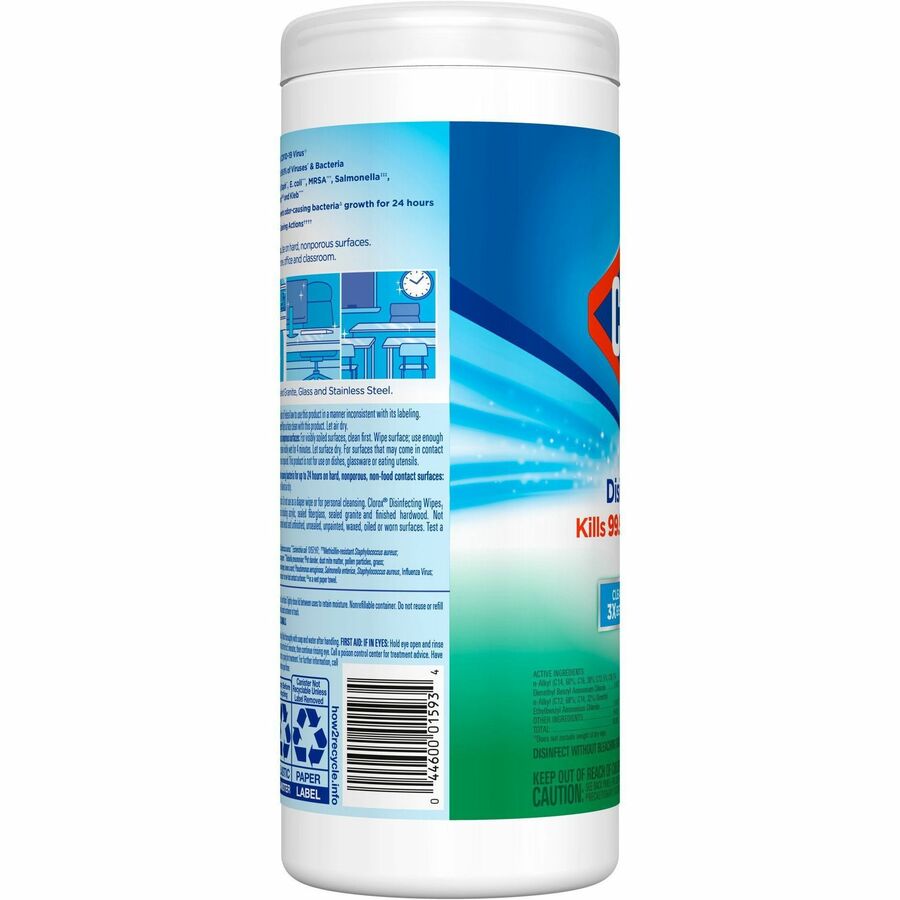 Clorox Disinfecting Cleaning Wipes - Ready-To-Use - Fresh Scent - Anti-bacterial, Textured, Bleach-free - Green - 35/Tub - 2 / Pallet