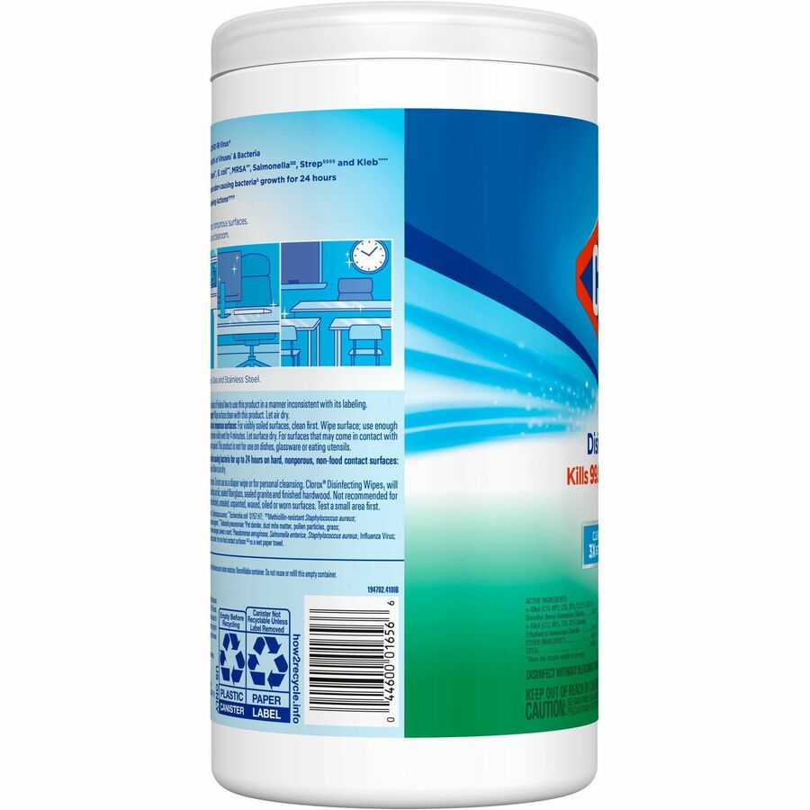 Clorox Disinfecting Wipes, Bleach-Free, Fresh Scent, 75 Wipes per Tub, 2 Tubs per Pallet
