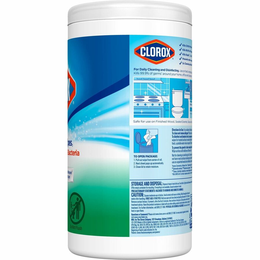 Clorox Disinfecting Wipes, Bleach-Free, Fresh Scent, 75 Wipes per Tub, 2 Tubs per Pallet