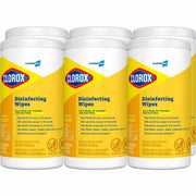 CloroxPro Disinfecting Wipes, Lemon Fresh Scent, Bleach-Free, Pre-Moistened, Antibacterial, Yellow, 75 Wipes per Tub, 2 Tubs per Pallet