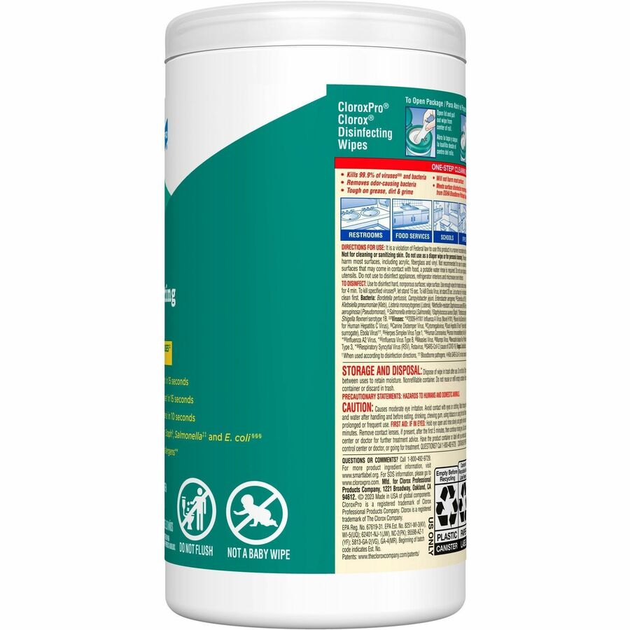 CloroxPro Disinfecting Wipes, Fresh Scent, Green, 75 Wipes per Tub, 40 Tubs per Bundle