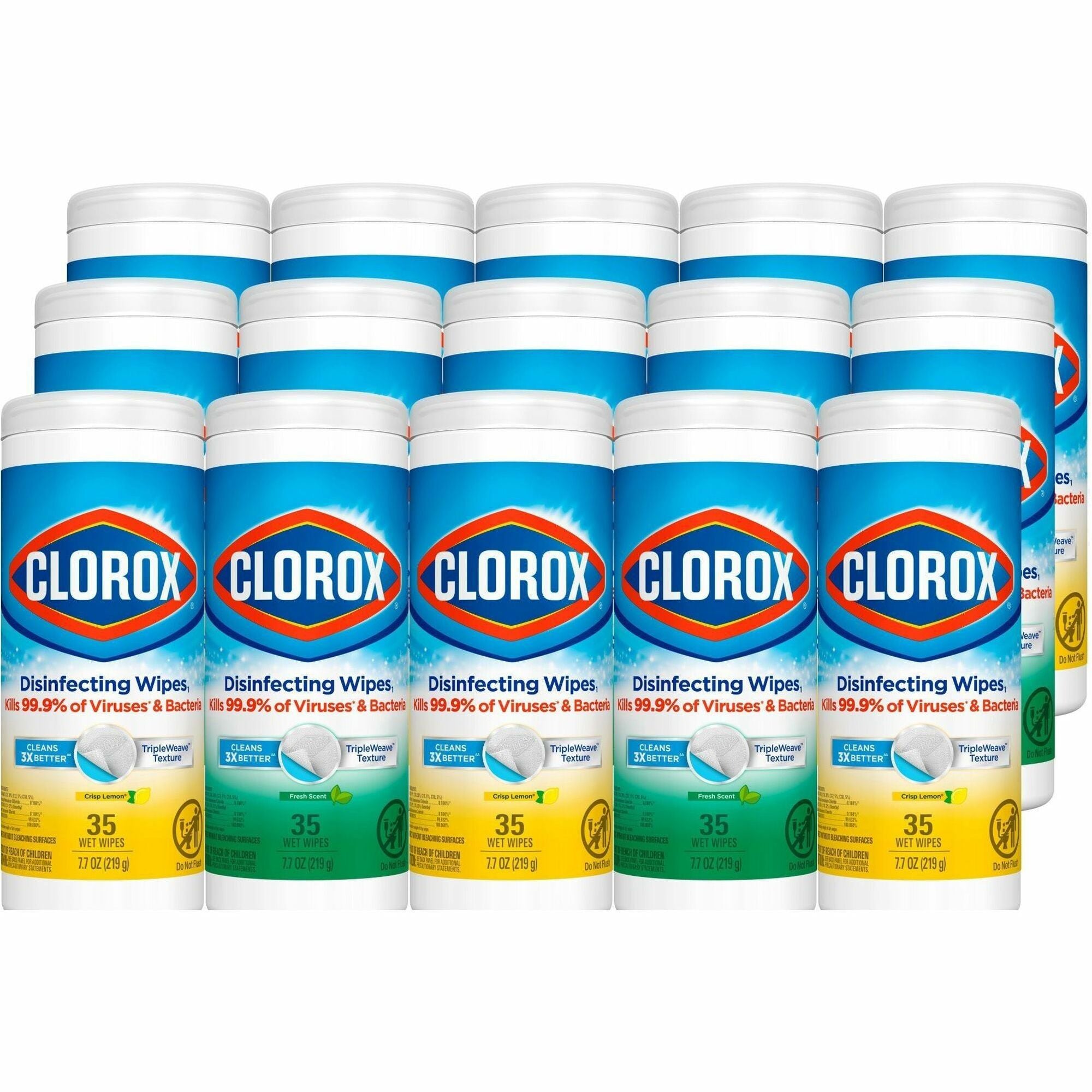 Clorox Disinfecting Cleaning Wipes Value Pack - Ready-To-Use - Easy to Use - White - 35/Tub - 45 / Pallet