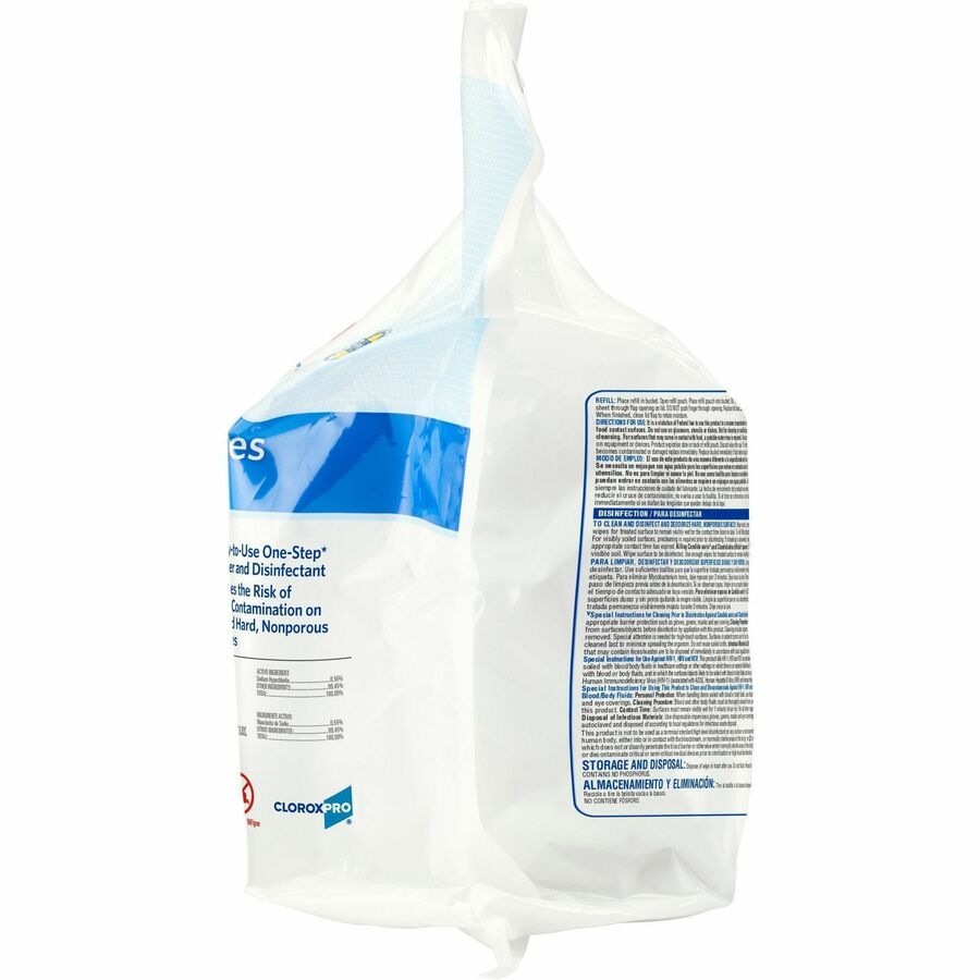 Clorox Healthcare Bleach Germicidal Wipes Bucket Refill - Ready-To-Use - 12" Length x 12" Width - Anti-corrosive - White - 110/Tub - 2 / Pallet