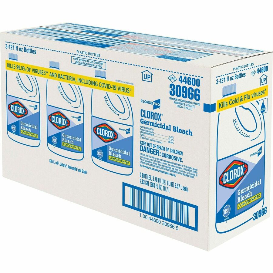 CloroxPro™ Germicidal Bleach - Concentrate - 121 fl oz (3.8 quart) - Recommended For: Germs Remover - Disinfectant, Deodorize - Clear - 28 / Bundle