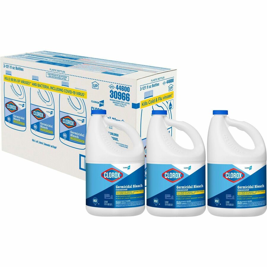 CloroxPro™ Germicidal Bleach - Concentrate - 121 fl oz (3.8 quart) - Recommended For: Germs Remover - Disinfectant, Deodorize - Clear - 28 / Bundle