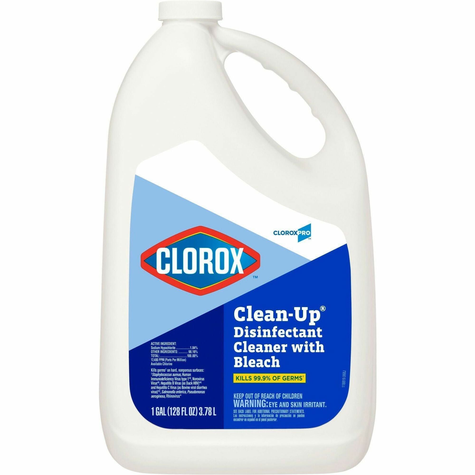 CloroxPro™ Clean-Up Disinfectant Cleaner with Bleach Refill - 128 fl oz (4 quart) - Fresh Scent - Disinfectant, Antibacterial - Clear - 27 / Pallet