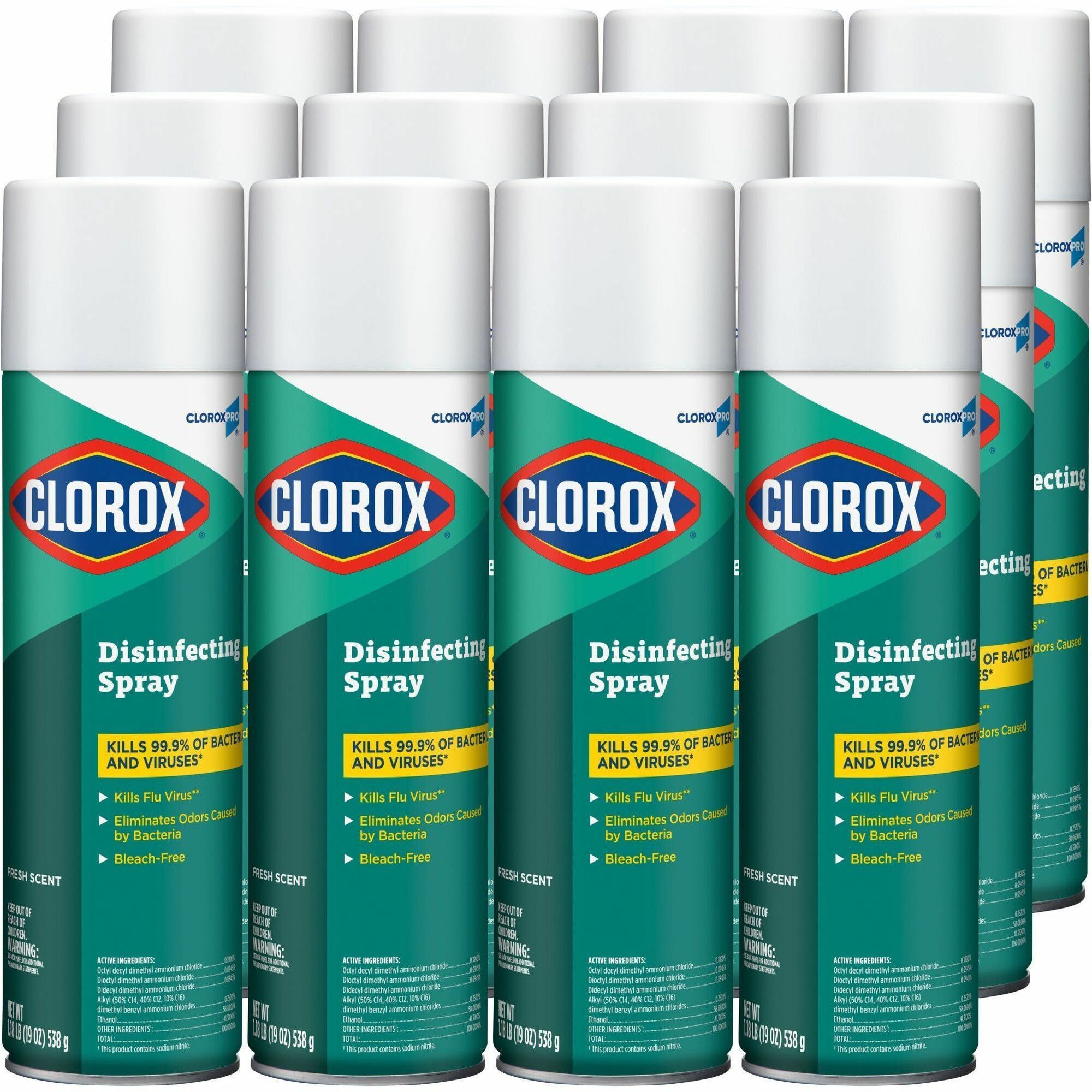 CloroxPro Disinfecting Spray, Fresh Scent, Bleach-Free, Antibacterial, 19 fl oz Spray, 2 per Pallet