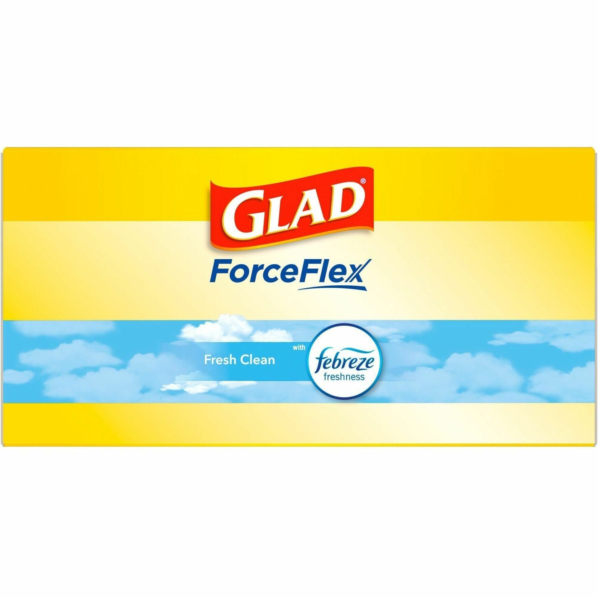 Glad ForceFlex Tall Kitchen Drawstring Trash Bags, Fresh Clean with Febreze, 13 Gallon, 0.78 mil, White, Drawstring Closure, 80 Bags per Box, 3 Boxes per Carton