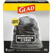 Glad Strong Large Drawstring Trash Bags - Large Size - 30 gal Capacity - 32.99" Length x 30" Width x 1.05 mil (27 Micron) Thickness - Drawstring Closure - Black - Plastic - Garbage, Indoor, Outdoor - 90/Box - 2 / Pallet