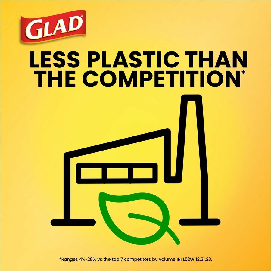 Glad Strong Large Drawstring Trash Bags - Large Size - 30 gal Capacity - 32.99" Length x 30" Width x 1.05 mil (27 Micron) Thickness - Drawstring Closure - Black - Plastic - Garbage, Indoor, Outdoor - 90/Box - 2 / Pallet