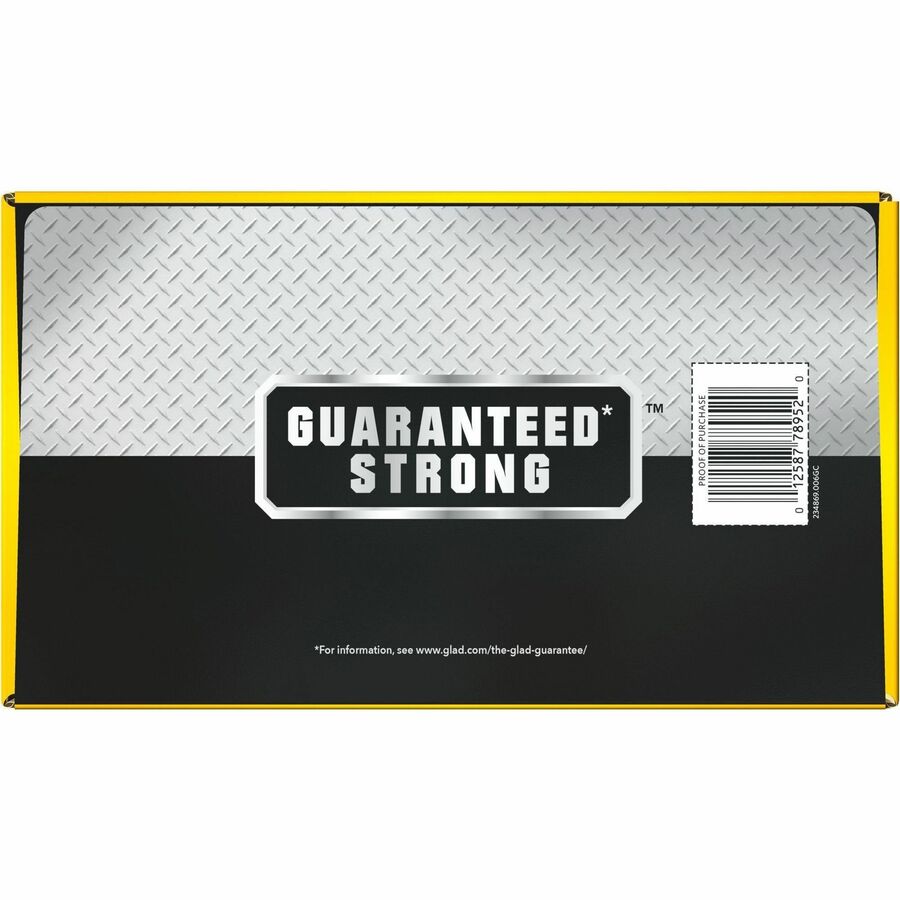 Glad Strong Large Drawstring Trash Bags - Large Size - 30 gal Capacity - 32.99" Length x 30" Width x 1.05 mil (27 Micron) Thickness - Drawstring Closure - Black - Plastic - Garbage, Indoor, Outdoor - 90/Box - 2 / Pallet