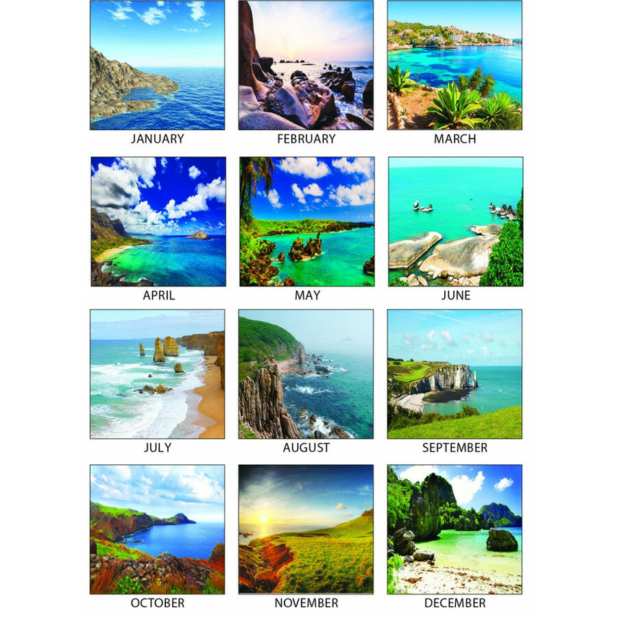 Julian Dates - Monthly - 12 Month - January 2026 to December 2026 - 1 Month Single Page Layout - Desk Pad, Desktop - Black - Leatherette - 17" Height x 22" Width - Recyclable, Seascape, Notes Area, Holiday Listing, Reference Calendar - 1 Each