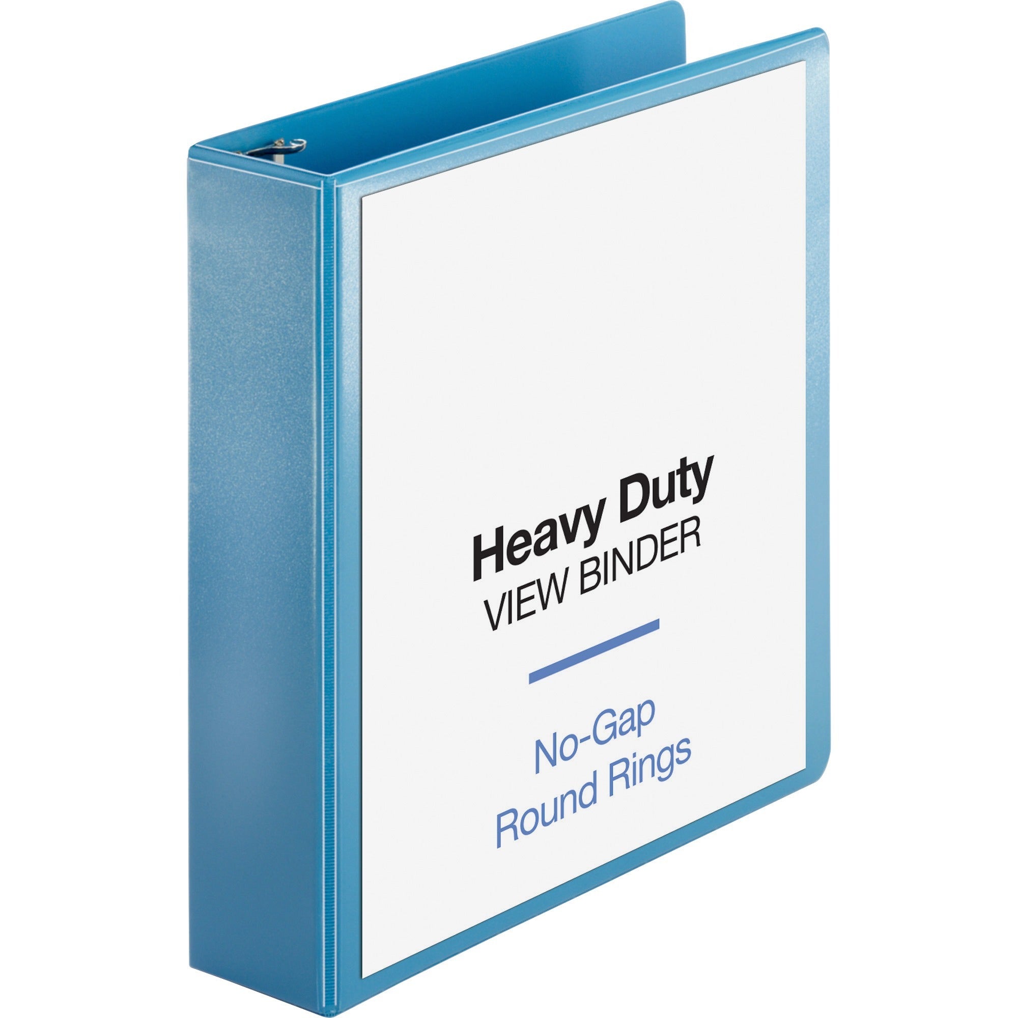 Business Source Premium Round Ring View Binder, 2" Capacity, Letter Size (8.5" x 11"), 475 Sheet Capacity, 2 Internal Pockets, Light Blue, 1 Each