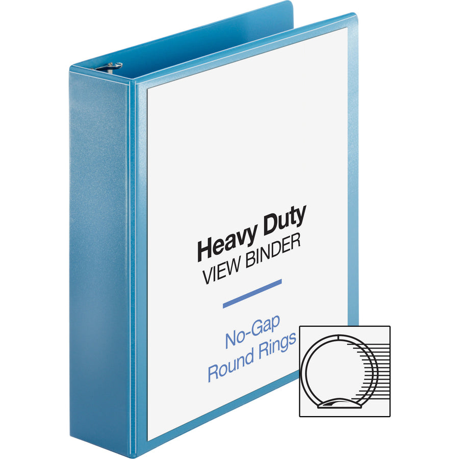 Business Source Premium Round Ring View Binder, 2" Capacity, Letter Size (8.5" x 11"), 475 Sheet Capacity, 2 Internal Pockets, Light Blue, 1 Each