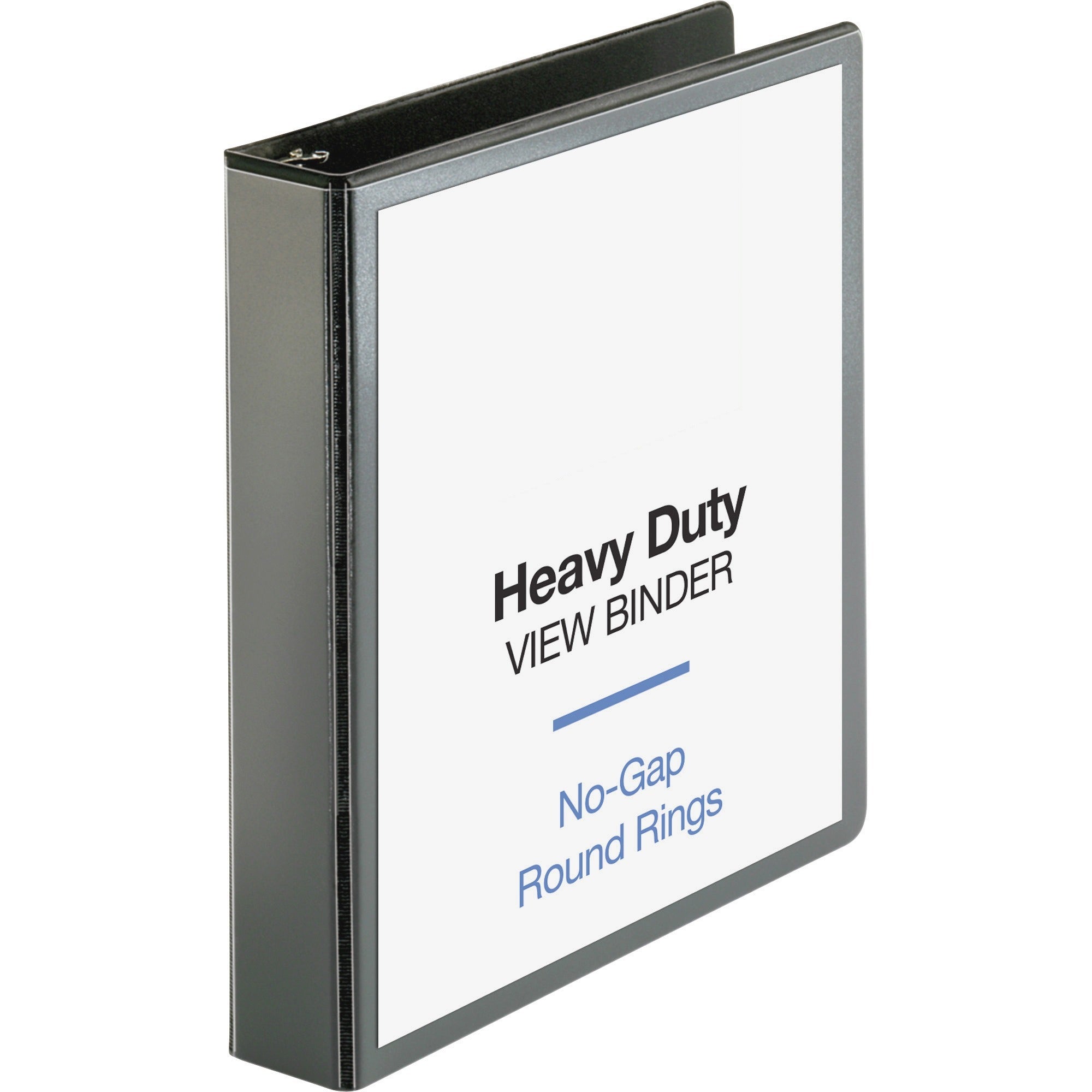 Business Source Premium Round Ring View Binder, 1.5" Capacity, Letter Size, 350 Sheet Capacity, 2 Internal Pockets, Black, 1 Each