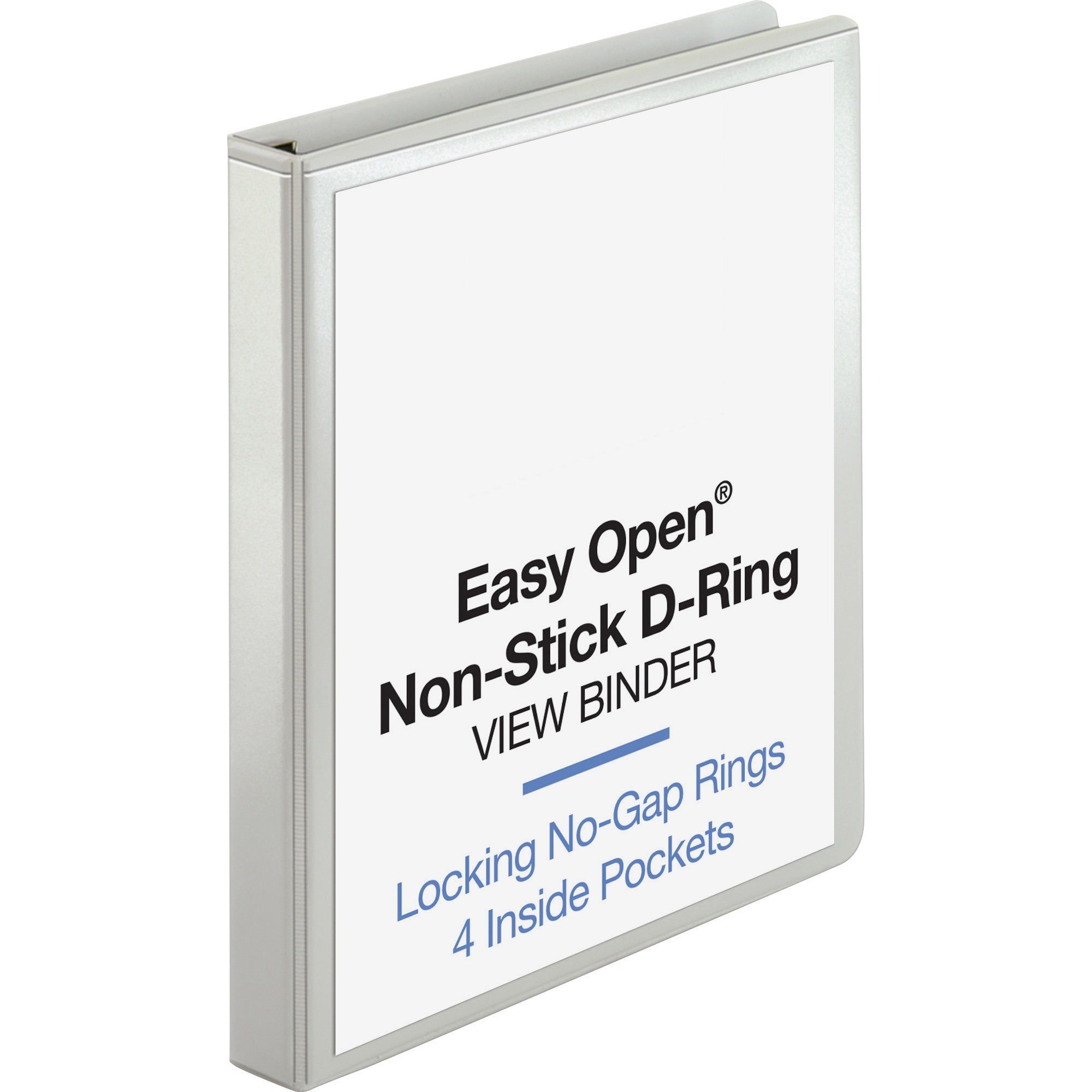 Business Source Locking D-Ring View Binder, 1" Capacity, Letter Size, 200 Sheet, 4 Pockets, White, Polypropylene/Chipboard, Non-glare, Acid-free, Recycled, 1 Each