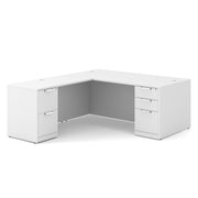 OfficeSource Laminate Double Full Pedestal "L" Desk - 60" x 30" - White