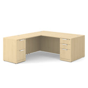 OfficeSource Laminate Double Full Pedestal "L" Desk - 60" x 30" - Maple