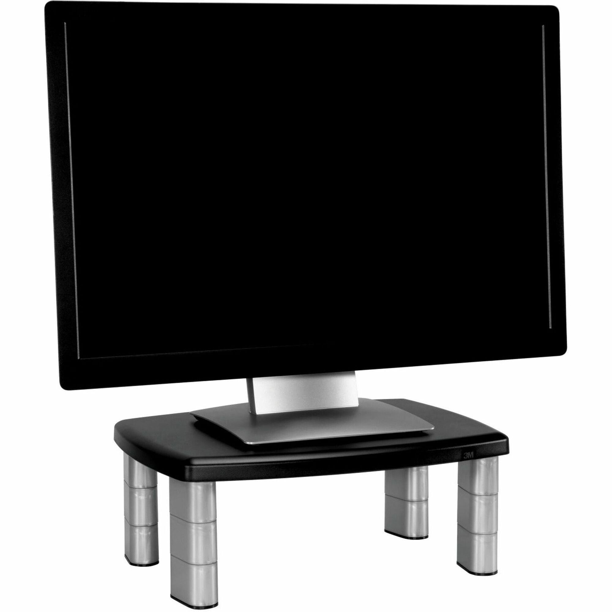 Up to 21" Screen Support - 80 lb Load Capacity - CRT, LCD Display Type Supported - 5.80" Height x 12" Width - Freestanding - Polystyrene - Black, Silver