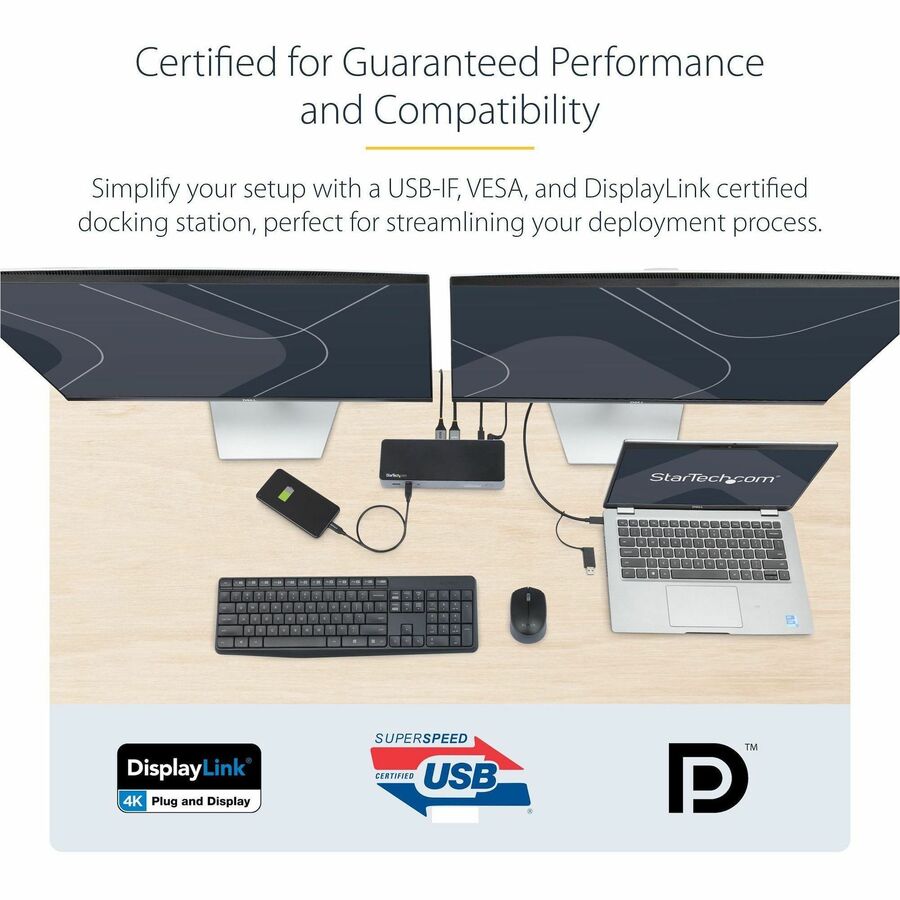 StarTech.com USB-C Docking Station with USB-A LaptopCompatibility - 100W PD