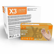 Ammex GPX3 Clear Vinyl Powder-Free Industrial Gloves, 3 mil, X-Large, Clear, Smooth, Latex-Free, Allergen-Free, High Tactile Sensitivity, Ambidextrous - Case of 1000