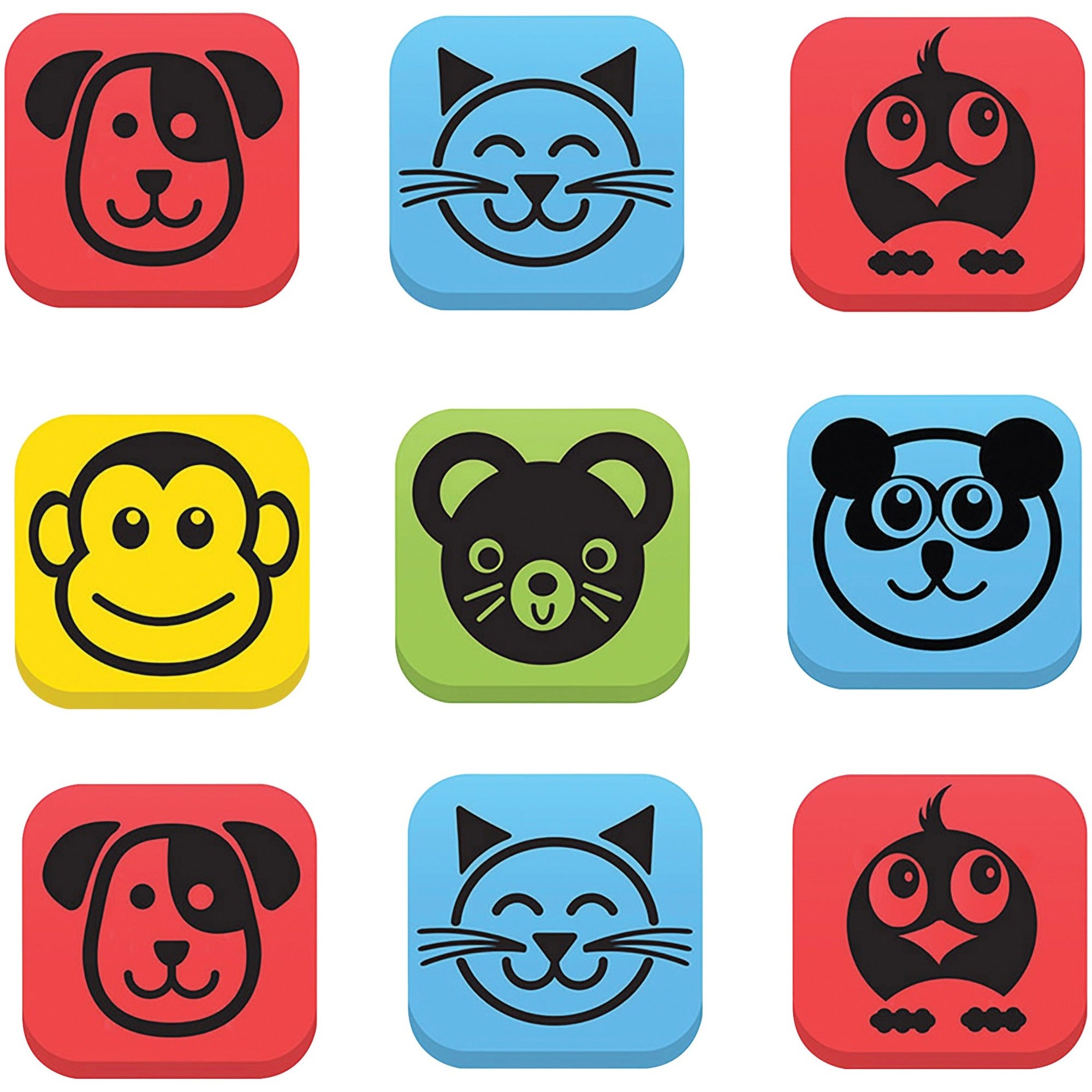 Magnetic Whiteboard Student Erasers, Animals, Set of 12