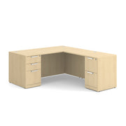 OfficeSource Laminate Double Full Pedestal "L" Desk - 66" x 30" - Maple