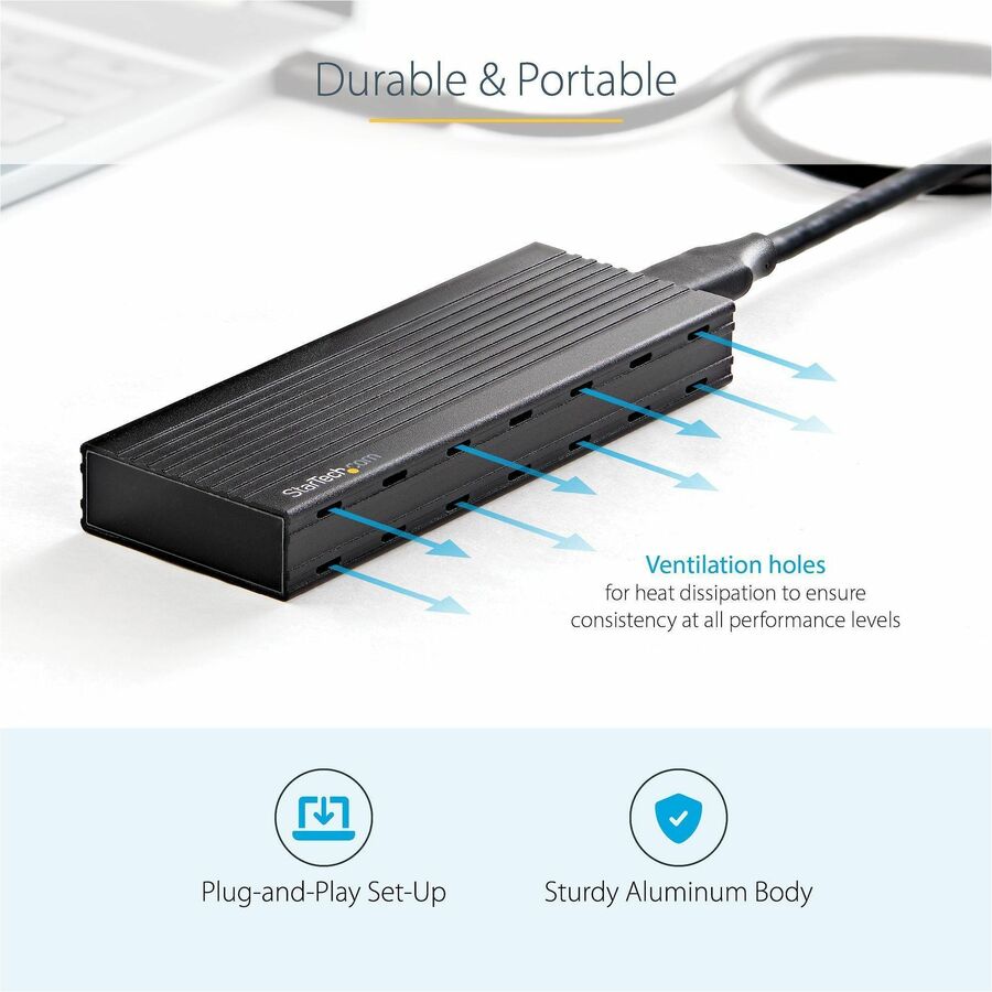 StarTech.com Drive Enclosure - USB 3.1 Type C Host Interface - UASP Support External - Black - 1 x SSD Supported - 1 x Total Bay - Aluminum, Plastic