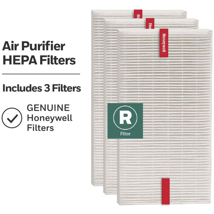 Honeywell HEPA Air Purifier R Filter, 3 Pack, White, 10.3" x 6.7" x 1.6"
