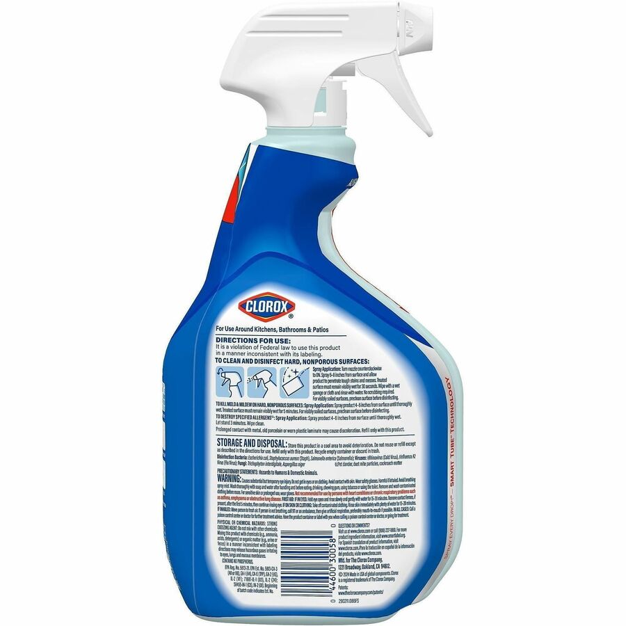 Clorox Clean-Up Multi-Surface Cleaner with Bleach - For Multipurpose - 32 fl oz (1 quart) - Rain Clean Scent - Recommended For: Stain Remover - Deodorize, Disinfectant, Easy to Use - Multi Spray Bottle - 1 Each