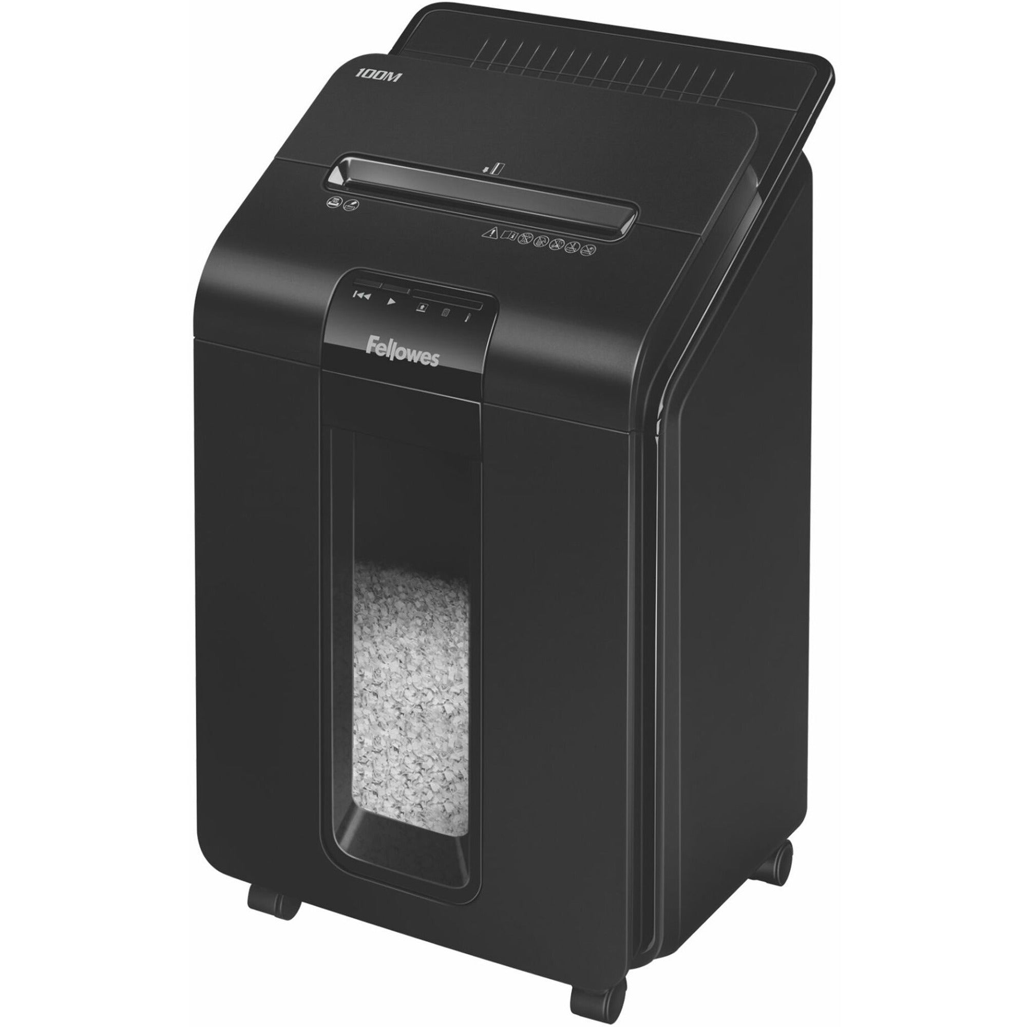 Non-continuous Shredder - Micro Cut - 100 Per Pass - for shredding Paper, Staples, Credit Card, Paper Clip - 0.156" x 0.391" Shred Size - P-4 - 8 ft/min - 8.62" Throat - 15 Minute Run Time - 6 gal Wastebin Capacity - Black