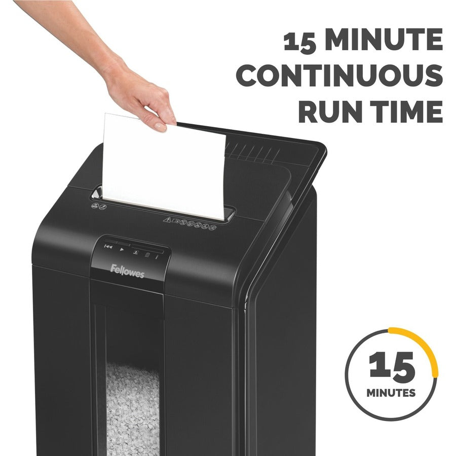 Non-continuous Shredder - Micro Cut - 100 Per Pass - for shredding Paper, Staples, Credit Card, Paper Clip - 0.156" x 0.391" Shred Size - P-4 - 8 ft/min - 8.62" Throat - 15 Minute Run Time - 6 gal Wastebin Capacity - Black