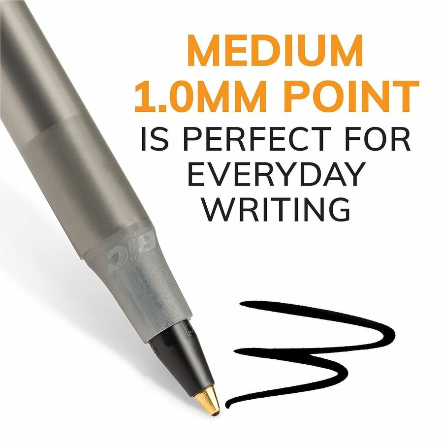 BIC Round Stic Ballpoint Pen - Black Ink - Translucent Barrel - 240 / Carton