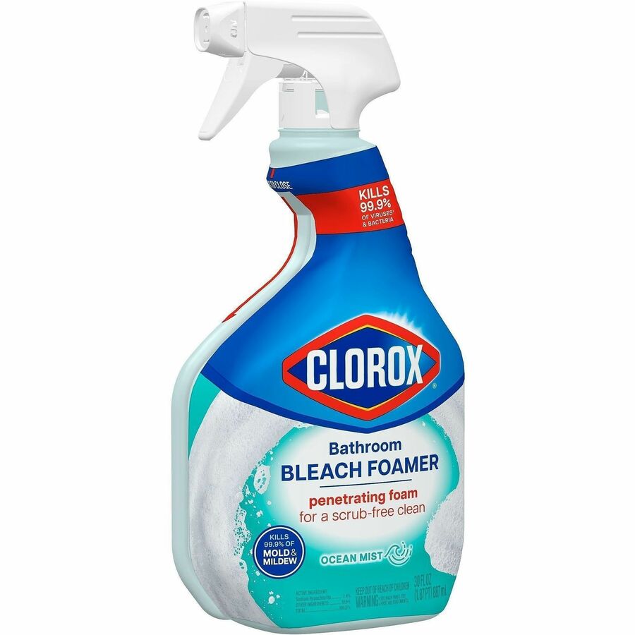 Clorox Disinfecting Bathroom Foamer with Bleach - For Bathroom - 30 fl oz (0.9 quart) - Ocean Mist Scent - Recommended For: Soap Scum Remover - Disinfectant - Clear Spray Bottle - 1 Each