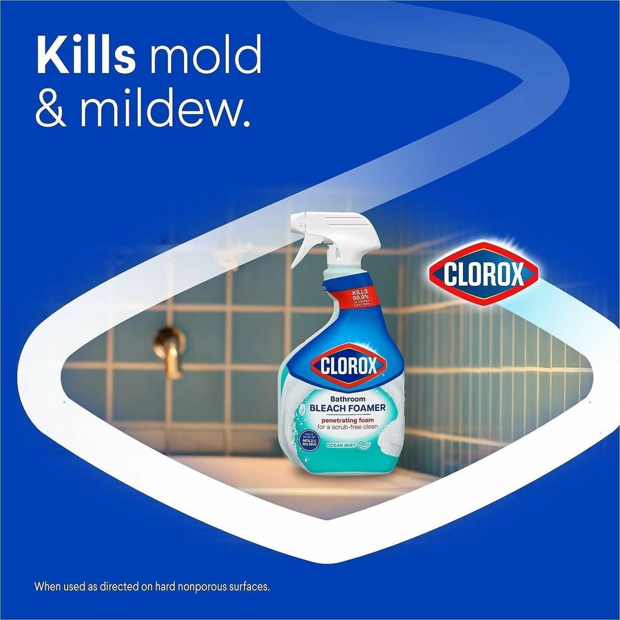 Clorox Disinfecting Bathroom Foamer with Bleach - For Bathroom - 30 fl oz (0.9 quart) - Ocean Mist Scent - Recommended For: Soap Scum Remover - Disinfectant - Clear Spray Bottle - 1 Each