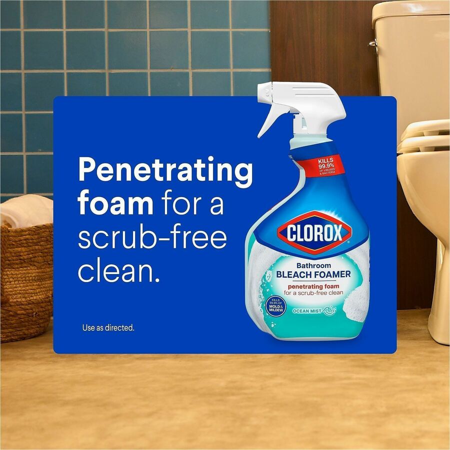 Clorox Disinfecting Bathroom Foamer with Bleach - For Bathroom - 30 fl oz (0.9 quart) - Ocean Mist Scent - Recommended For: Soap Scum Remover - Disinfectant - Clear Spray Bottle - 1 Each