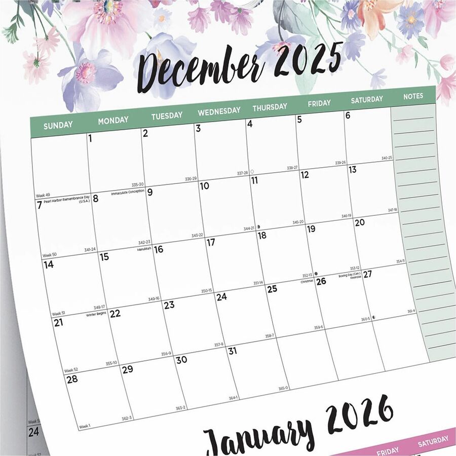 Blueline 3-Month Colorful Wall Calendar